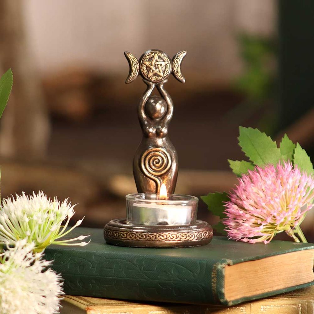 Nemesis Now - Triple Goddess Tea light holder - Bronze coloured